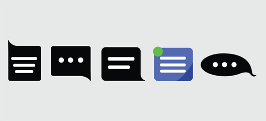 Chat Message Flat Icon, Symbol Set Vector Design