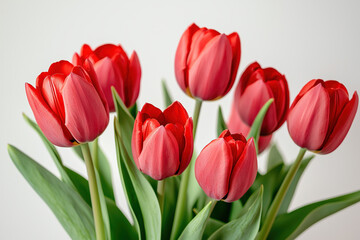 vibrant bunch of red tulips 