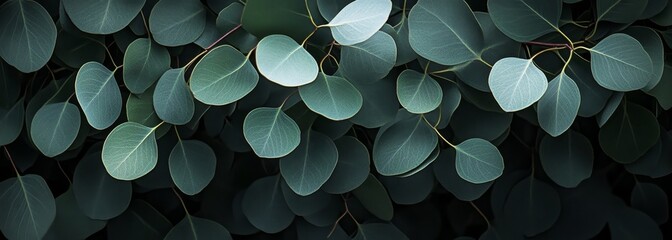 Eucalyptus leaves hanging banner frame with ad text place background 