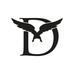D with eagle icon logo design 