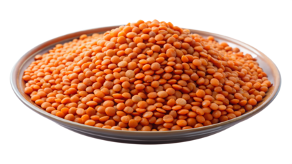 lentils in a plat isolated on transparent background