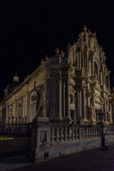 Obraz premium The city of Catania, Sicily, Italy at Night