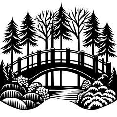 Forestpunk Bridge Art Vector silhouette