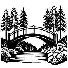 Forestpunk Bridge Art Vector silhouette