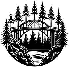 Forestpunk Bridge Art Vector silhouette