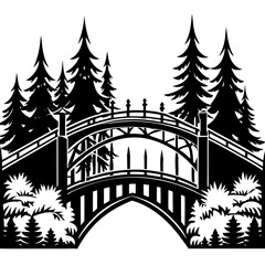 Forestpunk Bridge Art Vector silhouette