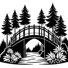 Forestpunk Bridge Art Vector silhouette