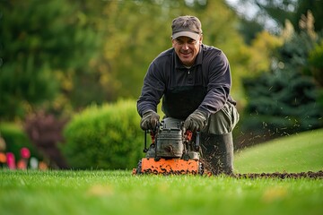 A Gardener's Dedication: Aerating the Lawn for a Healthier, Lush Garden