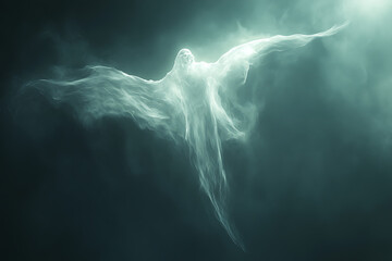 Naklejka premium An abstract portrayal of a ghostly and transparent spirit with an ethereal presence, radiating a mystical glow