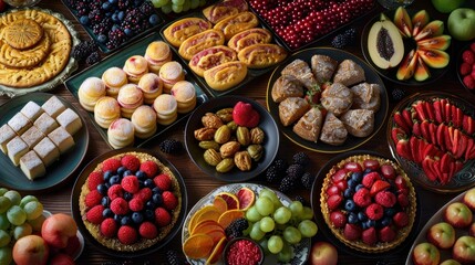 Vibrant display of Turkish fruit desserts