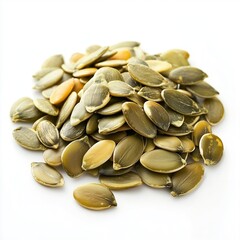 Pumpkin seeds on white background
