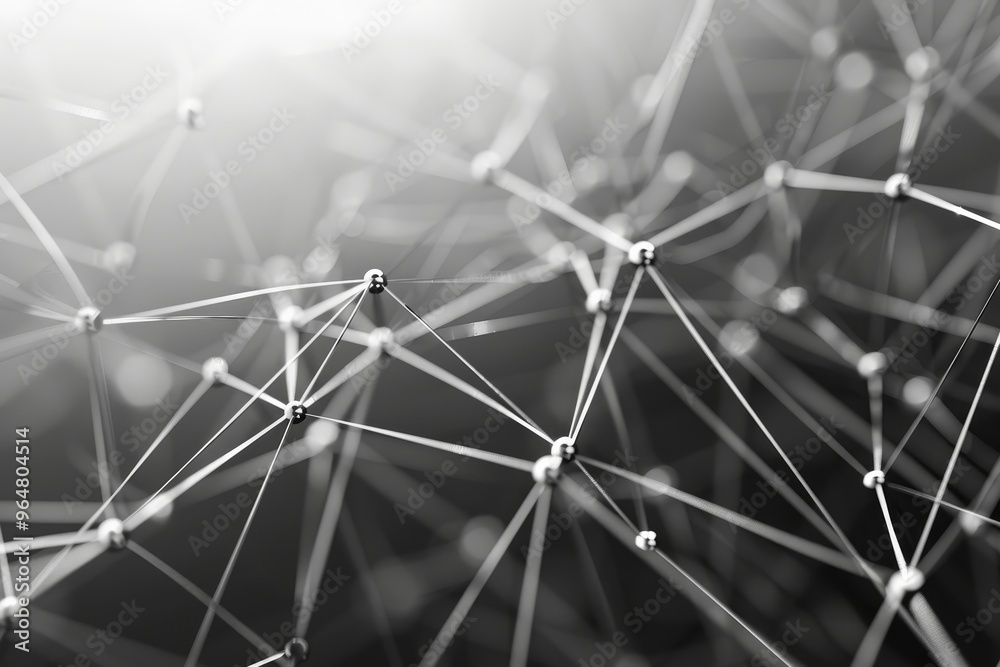 Poster interwoven lines and points create a sophisticated web, representing concepts of connectivity and co