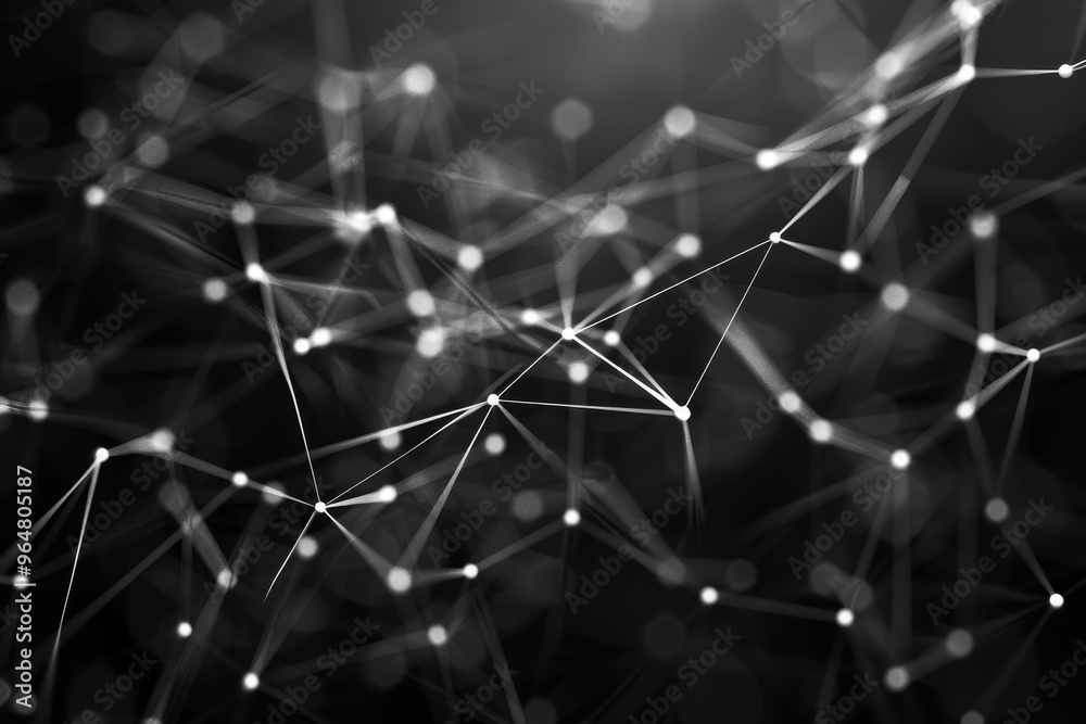 Poster an intricate network of white nodes connected by lines appears against a dark backdrop, symbolizing 