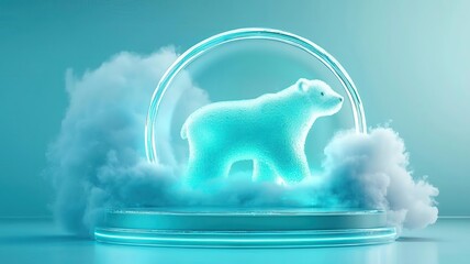 3d Mock up Frosted glass podium with ice cubes and cool mist Pedestal stage for beverage product presentation Refreshing scene for advertising Sale promotion background