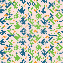 Simple glitch geometric seamless abstract pattern with playful woven summer color. Bright whimsical gender neutral bold irregular shape textile Cotton effect background. 