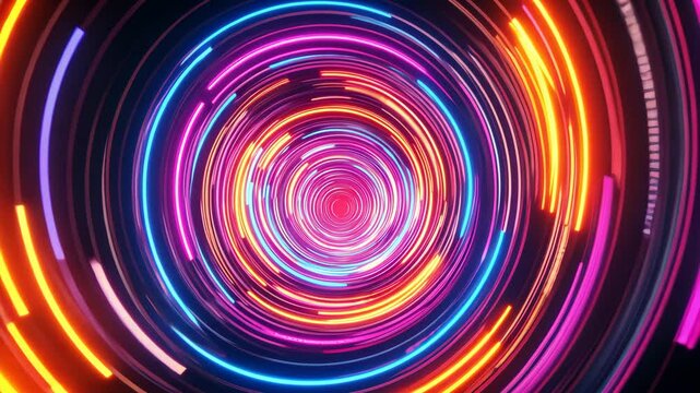 Colorful neon light vortex with swirling patterns