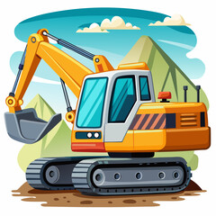 Excavator art vector