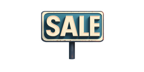 Modern 3D "Sale" Sign with White Text on Blue Background
