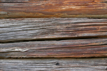 Brown wooden texture background close up. Timber cladding, wooden wall backdrop. Shabby hardwood surface.