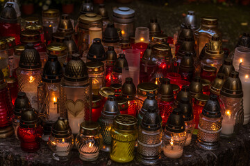 All Saints Day, cemetery during religion holiday,autumn atmosphere