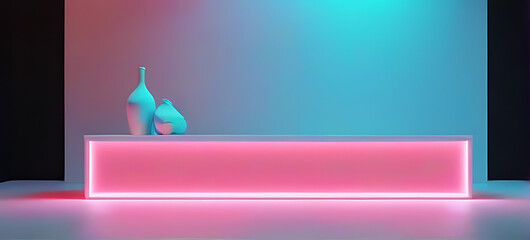 modern minimalist studio neon lighting product presentation rendered mockup