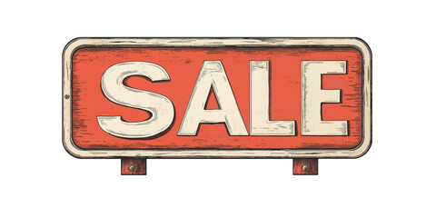 Rustic Wooden "Sale" Sign with Distressed Paint and White Letters on Orange Background
