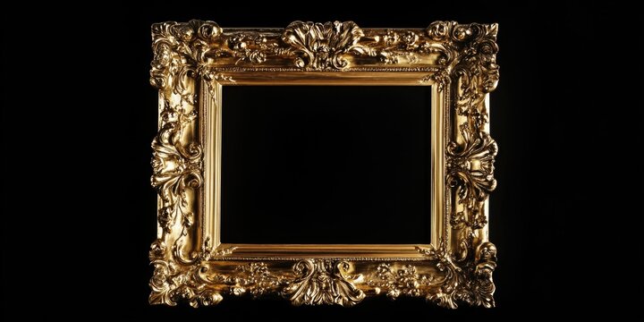 Gold frame on a black background