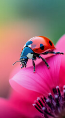 Fototapeta premium ladybug on a pink flower