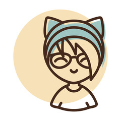 Girl with glasses and ears vector icon