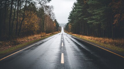Fototapeta premium Empty Road Through Forest