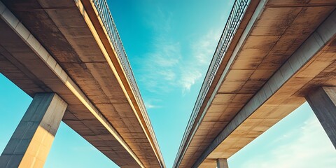 Bridge taken from a low angle with a blue sky in the background