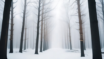 dead trees white background