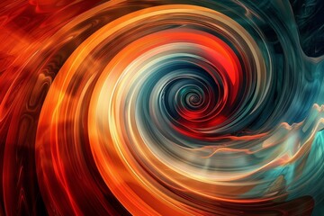 Obraz premium A mesmerizing swirl of red, orange, and blue hues blends together, forming a dynamic whirlpool that conveys a sense of movement and energy in a captivating arrangement.