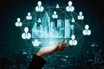 Human Resources Recruitment and People Networking Concept. Modern graphic interface showing professional employee hiring and headhunter seeking interview candidate for future manpower. uds