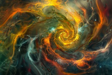 Obraz premium A stunning display of vibrant colors and swirling patterns captures the essence of a galaxy in deep space, showcasing the beauty of the cosmos.