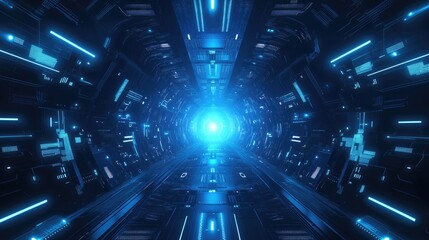 Fototapeta premium Futuristic Blue Glow. Abstract Technology Design with Light Speed Motion Lines