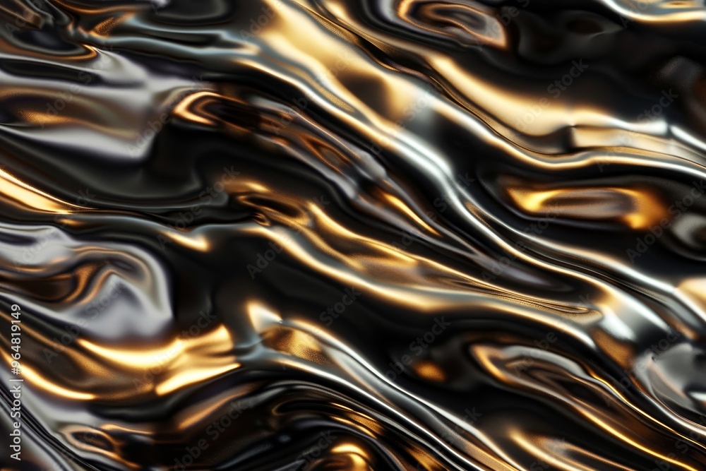 Poster this abstract texture features flowing black and gold patterns, creating a captivating and elegant a