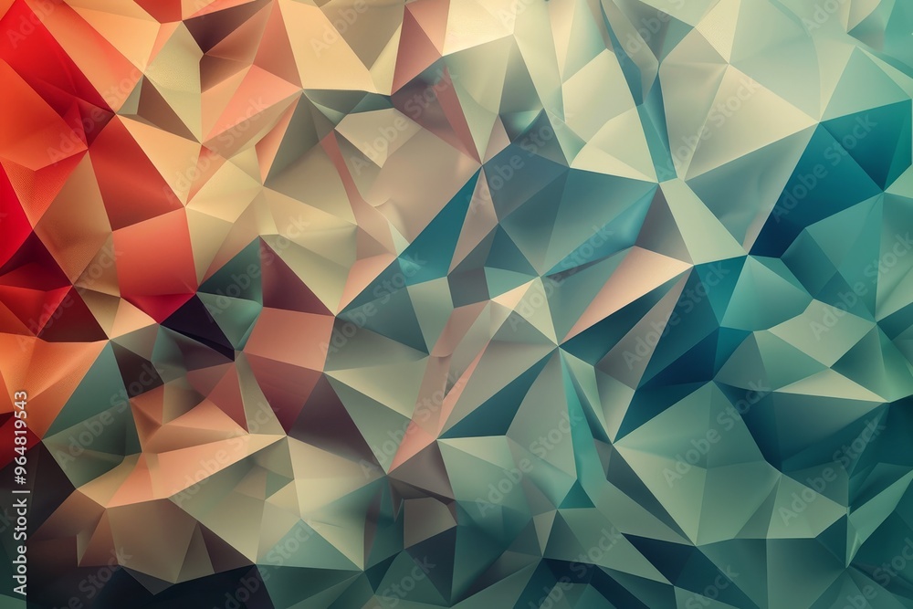 Poster an abstract composition featuring a dynamic interplay of colors with sharp, angular shapes. the desi