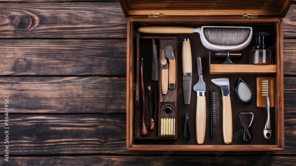 Wall mural Tools in a Wooden Box