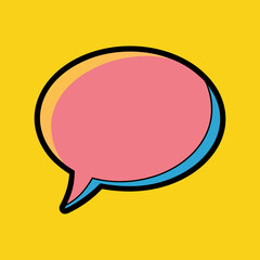 Fototapeta premium Pink speech bubble with yellow background in comic style