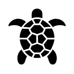 Simple black and white turtle icon isolated on white background