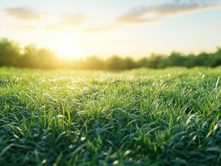 Fototapeta premium Sunset over a field of grass