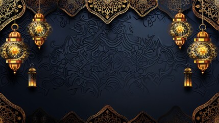 Elegant Ramadan Background with Golden Lanterns