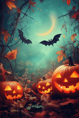 Fototapeta premium halloween background with pumpkins