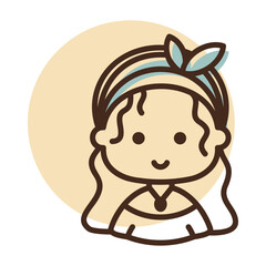 Woman girl with long straight hair vector icon