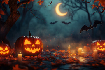 halloween background with pumpkins