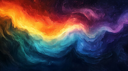 Abstract Lava Flow and Vivid Rainbow Nebula in Motion