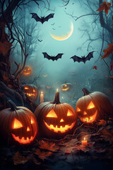 Obraz premium halloween background with pumpkins