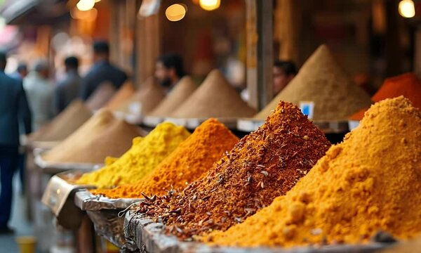  Assortment of Vibrant Spices for Sale at an Outdoor Market