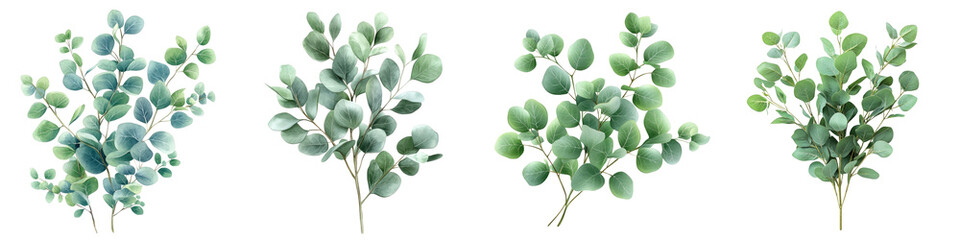 Obraz premium Eucalyptus - Refreshing and medicinal plant Isolated on Clear White Background Highly Detailed 